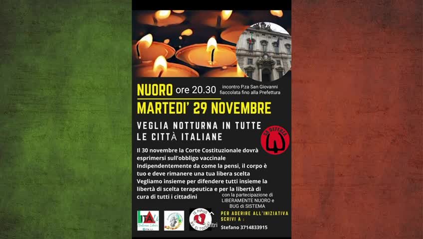 Veglia notturna in tutte le città italiane martedì 29 novembre,