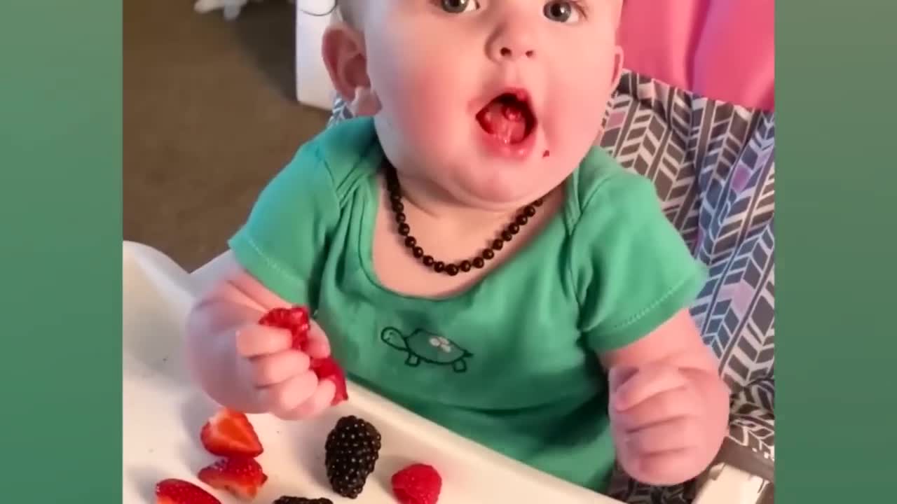 Try Not To Laugh : Baby Eating Fruit For The First Time | Funny baby video-2