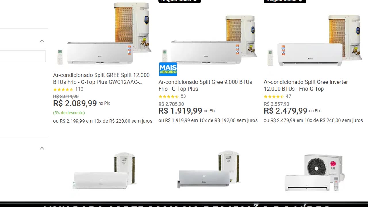 Ar-condicionado Split GREE Split 12.000 BTUs Frio - G-Top Plus GWC12AAC-D3NNA1D MAGAZINEANV