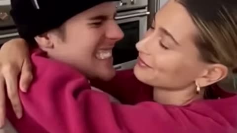 Justin and Hailey's romantic moment in the kitchen