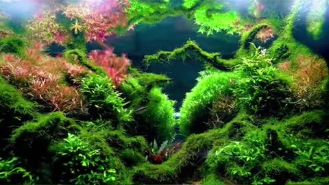 A fish tank with excellent aquatic plant