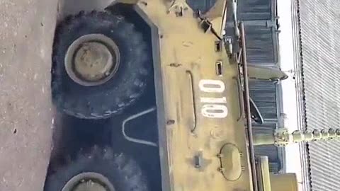 Ukraine military's Soviet era tank (with a flat tire)