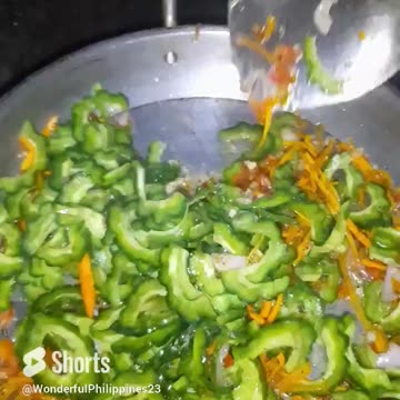 Ampalaya (bitter gourd) and eggs. A traditional Filipino breakfast