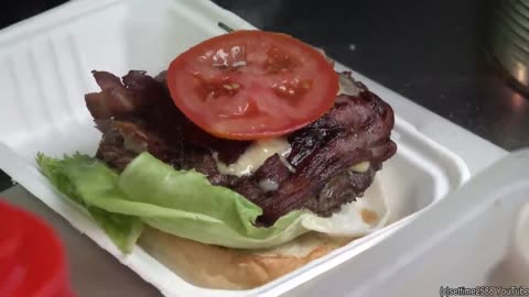 Big Burgers and Lots of Melted Cheese. Traditional London Street Food