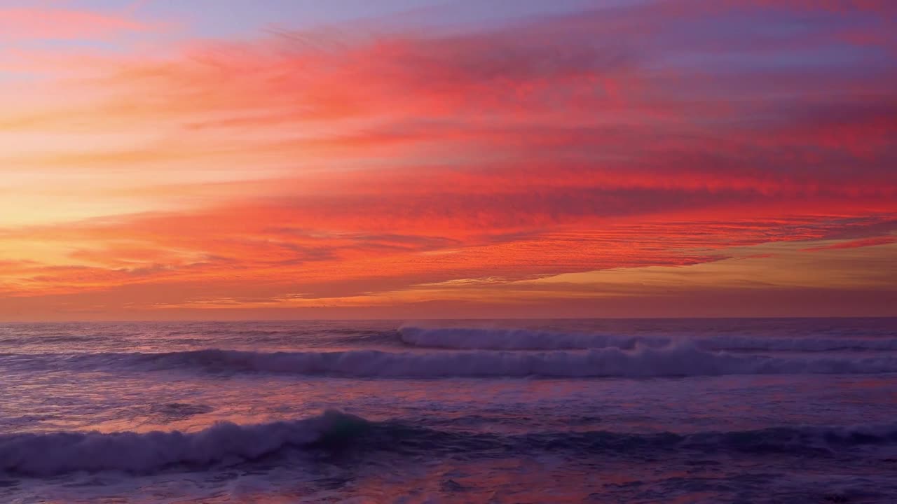 Sunset Ocean Waves Beach Sea