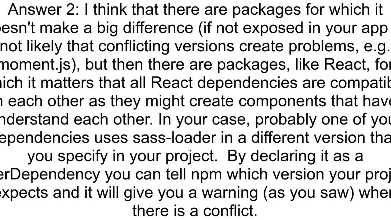 When installing packages with Yarn what does quotincorrect peer dependencyquot mean