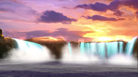 Sunset waterfall