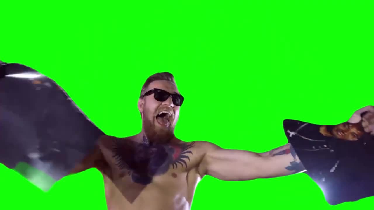 Conor McGregor - Caveman Eating Paper - Green Screen