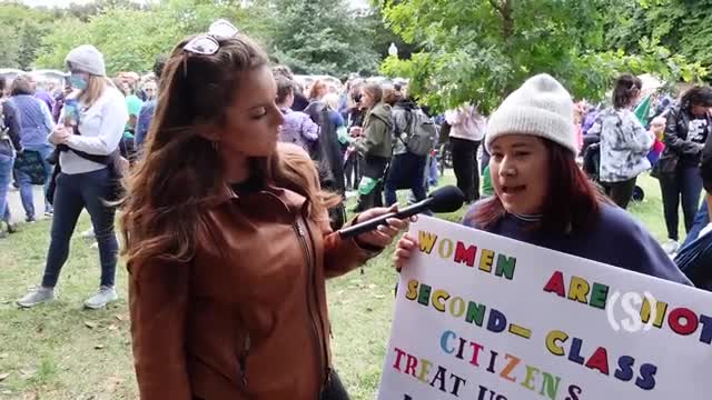 Women’s Marcher: “Having abortion banned means that…now I have to be more careful when I have sex.”