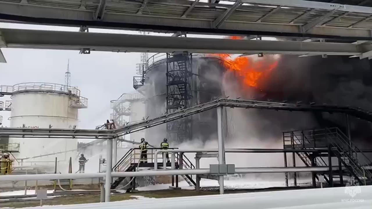 Massive Russian Oil Depot Engulfed in Flames (INSANE)