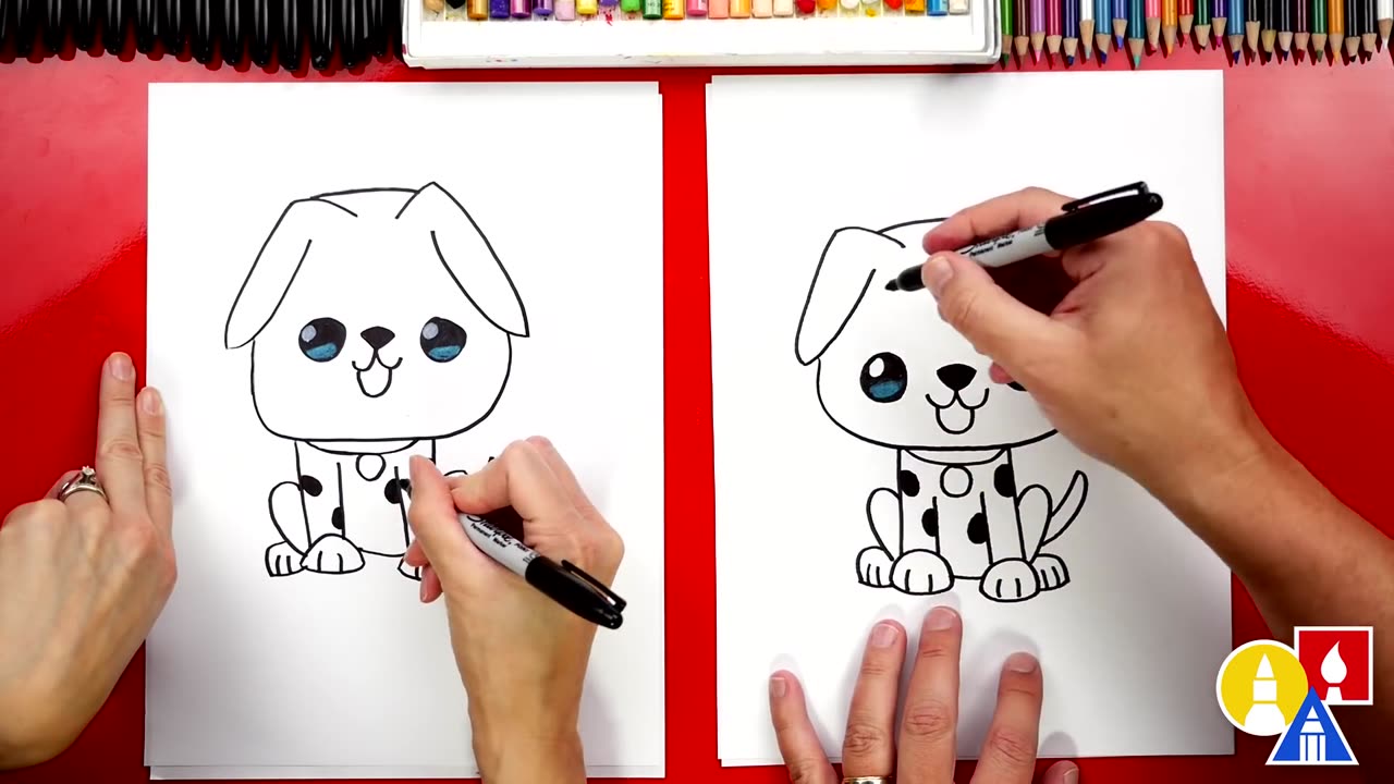 How To Draw A Cartoon Dalmatian Puppy