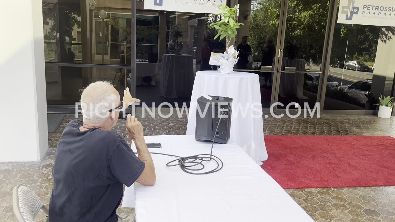 Protesters gather outside Mayor of Burbank Konstantine Anthony’s Meet & Greet.