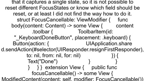 iOS keyboard is showing two quotDonequot buttons in toolbar but I only have one Swiftui