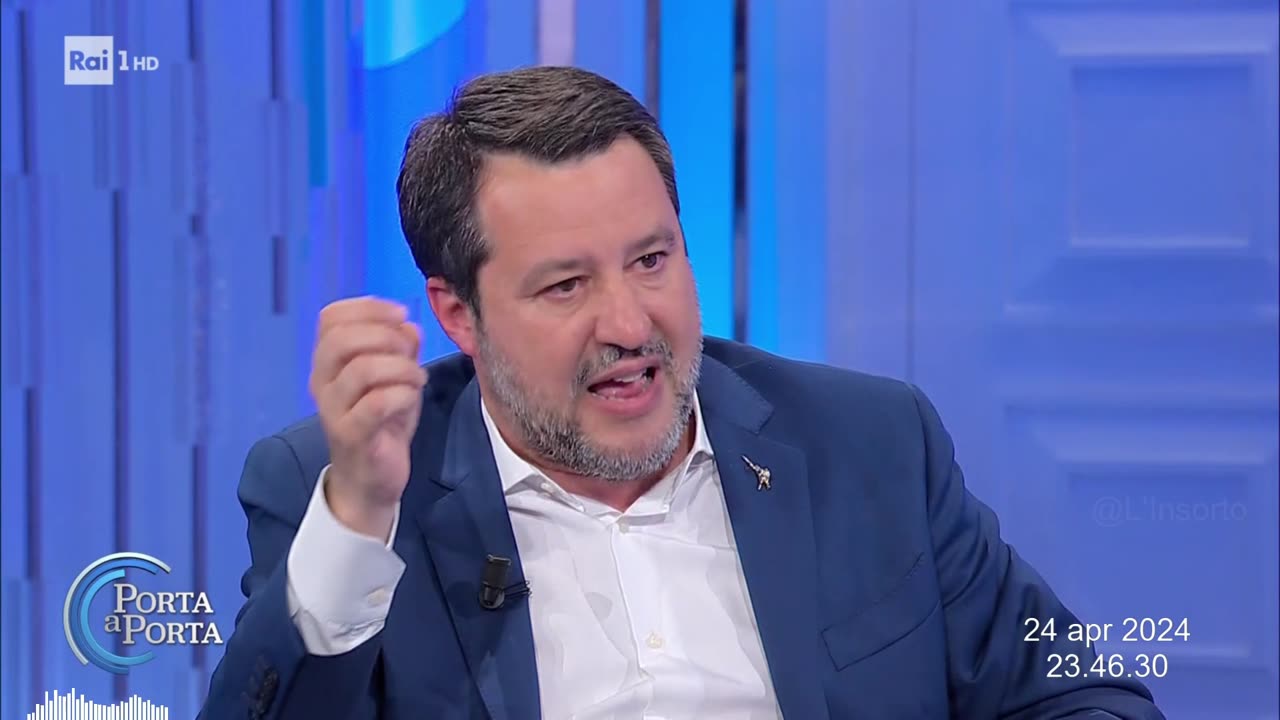 Matteo Salvini ospite da Bruno Vespa 24-04-2024