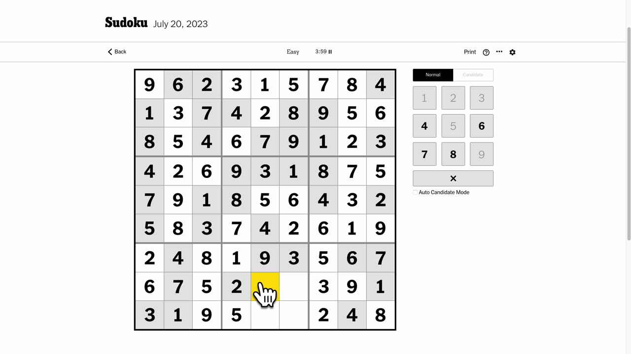 Sudoku 2023-07-20 easy