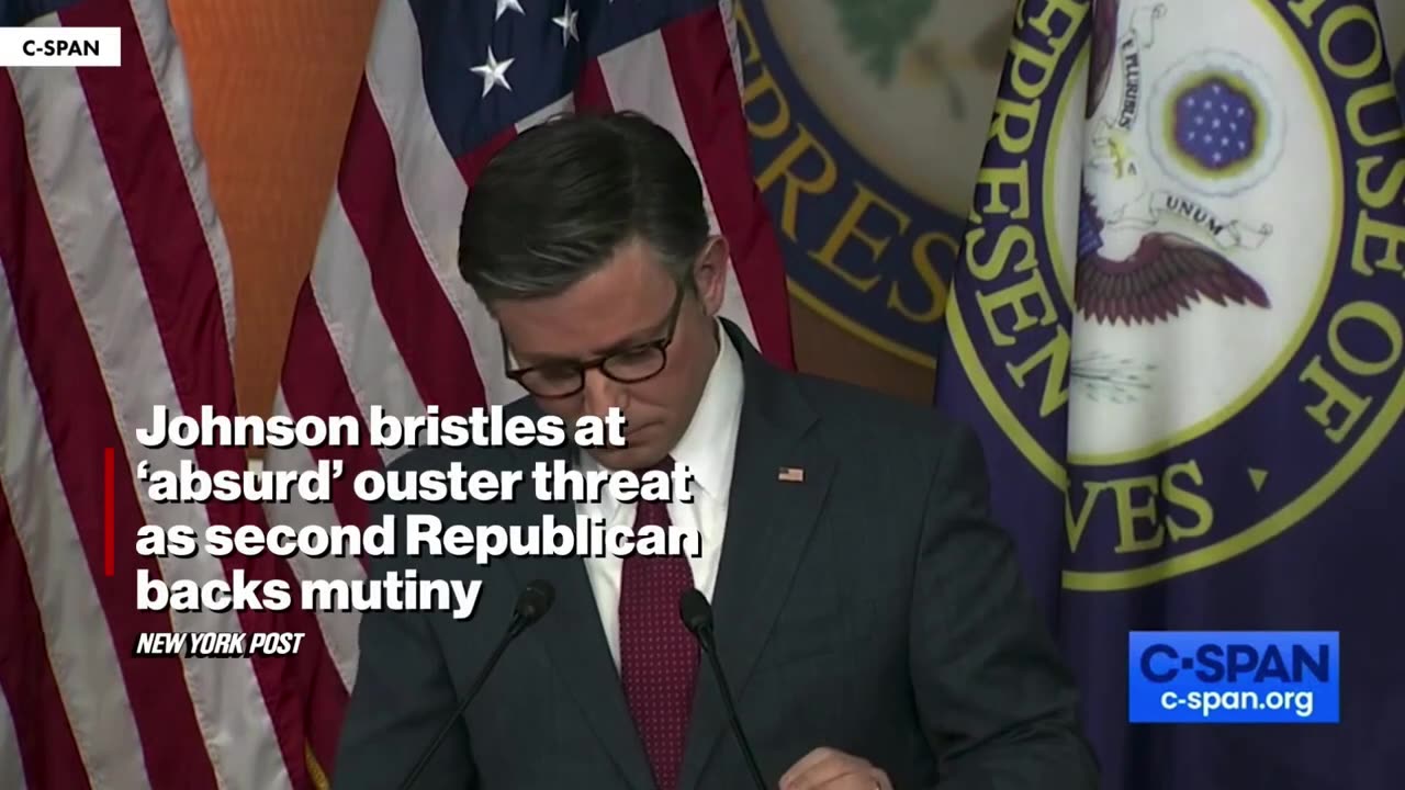 Defiant Speaker Mike Johnson bristles at ‘absurd’ ouster threat as second Republican backs mutiny