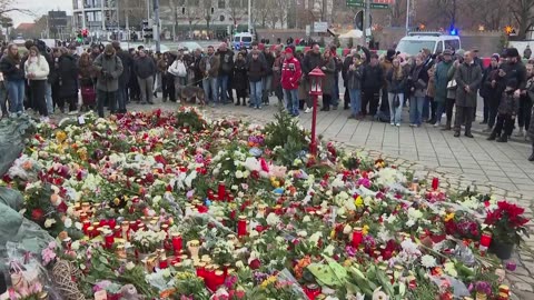 Flowers laid in Magdeburg to remember the victims of an attack at a Christmas market