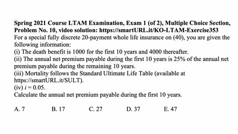 Exam LTAM exercise for July 19, 2021