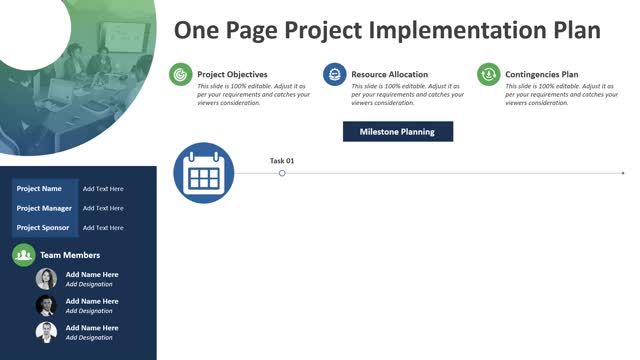 One Page Project Implementation Plan PowerPoint Template