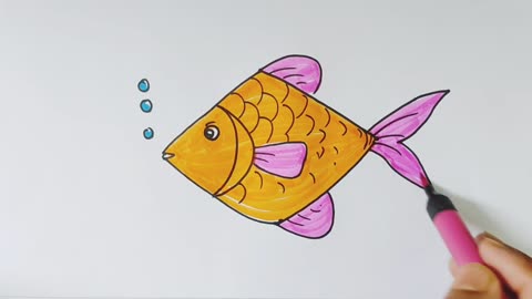 Easy Fish drawing from Dot. ৪ টা ডট দিয়ে সহজে মাছ আঁকা শিখুন।