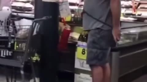 Guy farting in supermarket