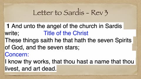 Church at Sardis Book of Revelation Chapter 3