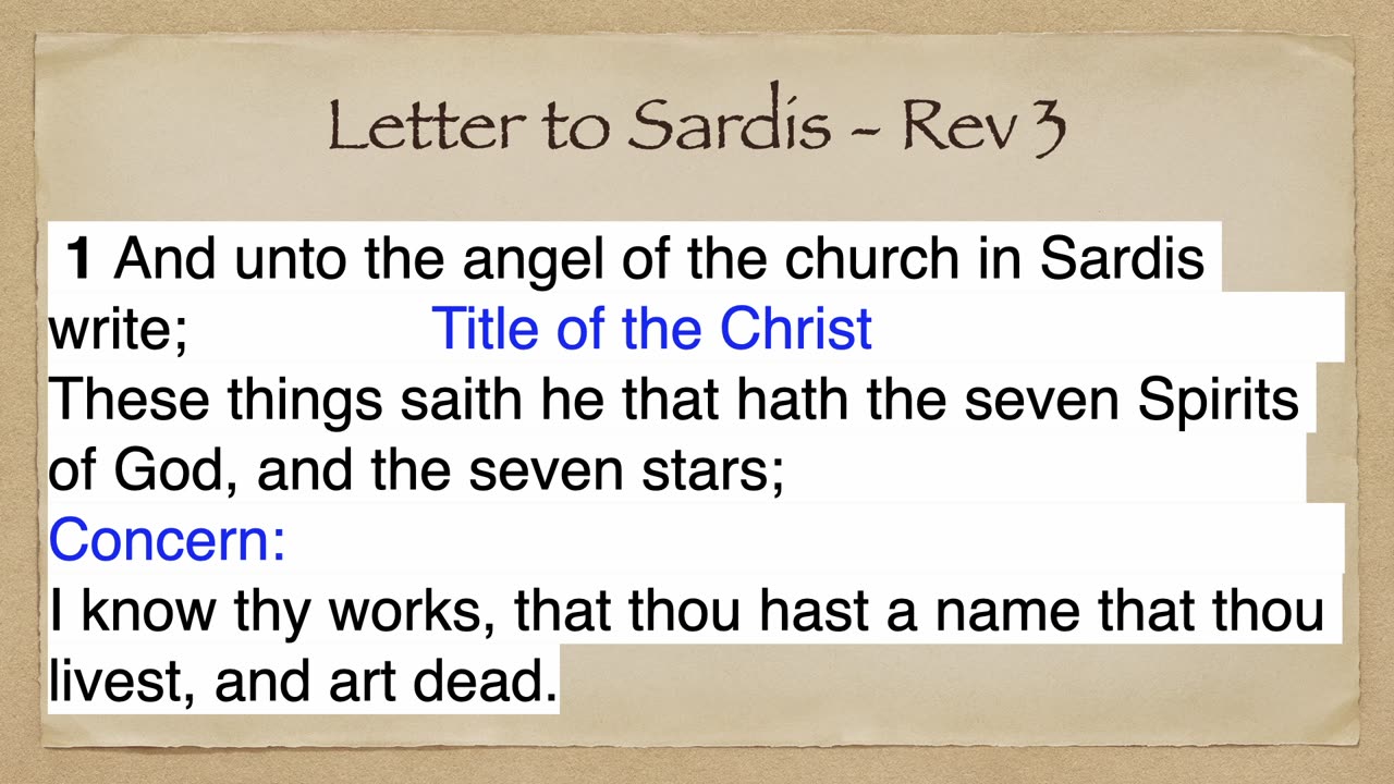 Church at Sardis Book of Revelation Chapter 3