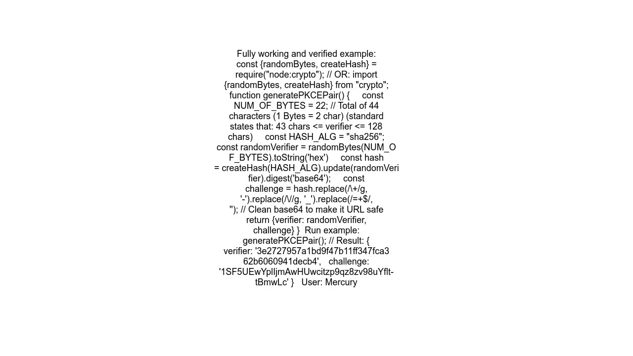 Creating a code verifier and challenge for PKCE auth on Spotify API in ReactJS