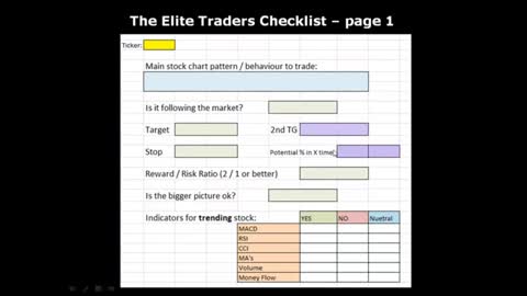 Lesson 5 The Elite Traders Checklist – Part 1