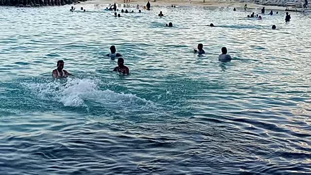Maldives resort male artificial beach swimming my team