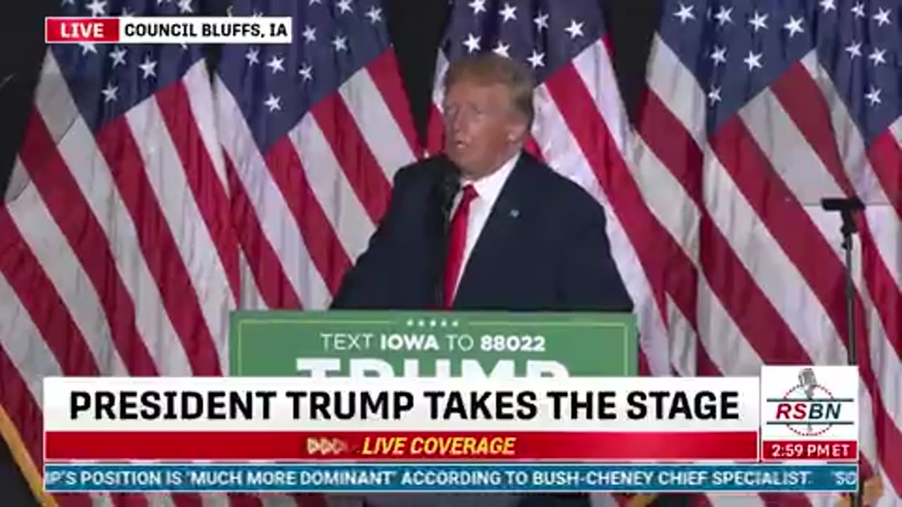 DJT- "We will bring down interest rates," Trump speaks in Council Bluffs, IA "Drill, baby, drill!"