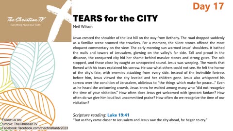 #017 I Daily Devotions I Tears for the City I TheChristianTV