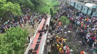 Drone footage shows Indian train crash carnage