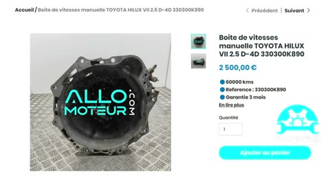 ALLOMOTEUR.COM - Boite de vitesses manuelle TOYOTA HILUX VII 2.5 D-4D 330300K890