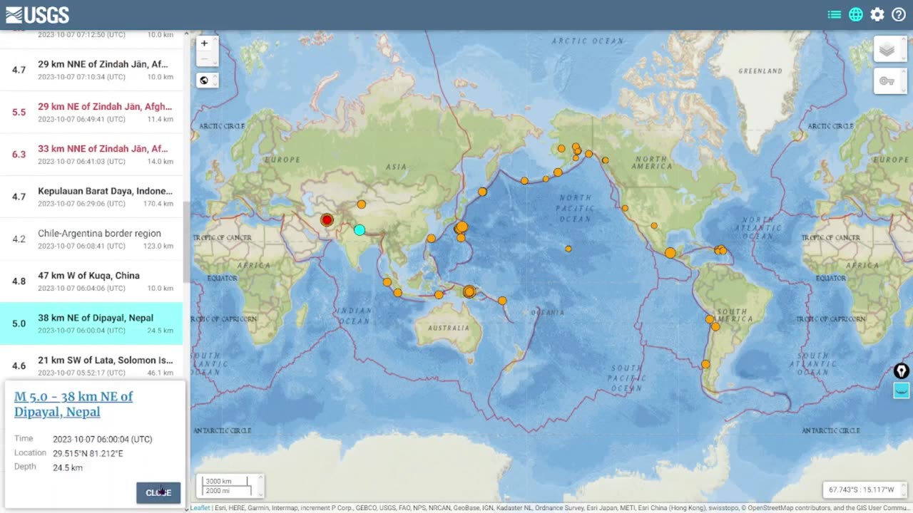 Large Uptick in Earthquakes as Hamas bombs Israel 10.07.23
