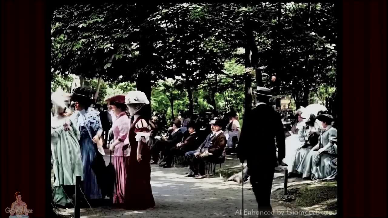 A Walk in the Park - Paris c.1900 _ 4K Color Film - w_ Sound