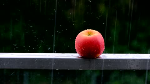 Apple Alone Exposed To Rain