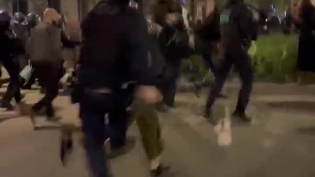 French police charge those protesting the stolen Election by Macron Globalists