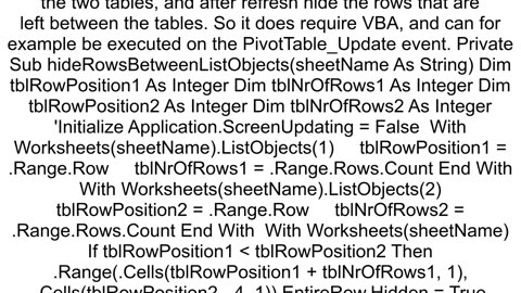 Excel 2013 multiple pivot tables on one sheet BELOW each other