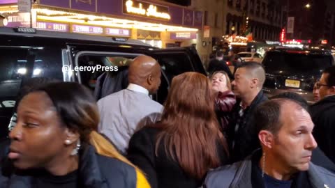 As NYC Mayor leaves the Brooklyn Chop House a bunch of activists show their frustration with him.