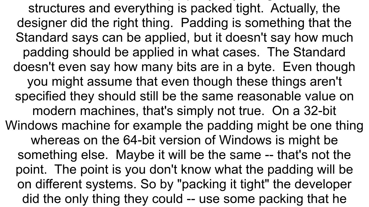 Force C structure to pack tightly