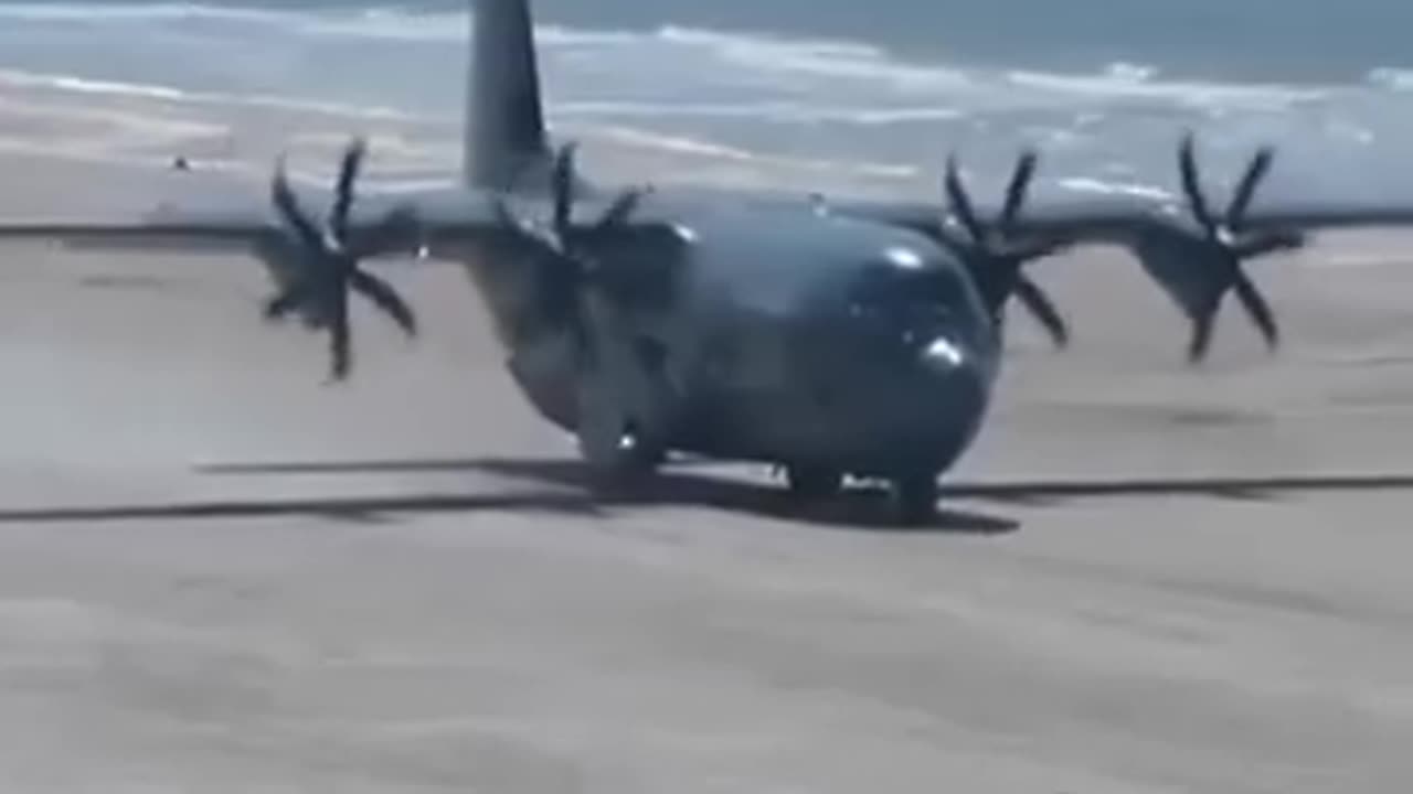 Take off the plane on the beach