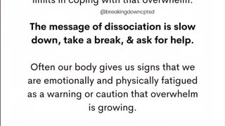 Dissassociation * The Emotional and Physical Signs and Symptoms