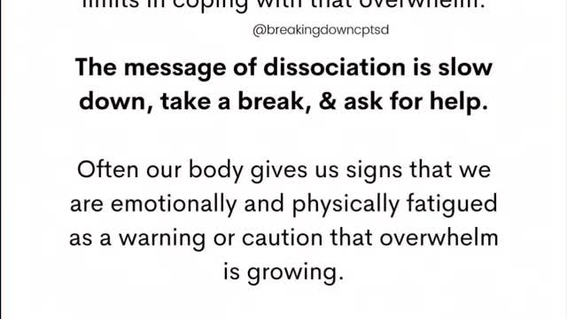 Dissassociation * The Emotional and Physical Signs and Symptoms