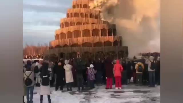 In Russia, in the Kaluga region, a replica of the Tower of Babel was burned.