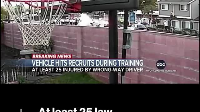 Investigation after the driver crashed into a group of 75 recruits in law enforcement.