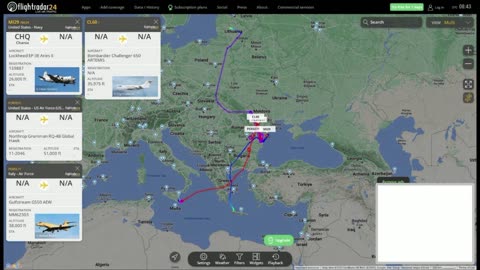 A cluster of NATO reconnaissance aircraft is again seen over the Black Sea