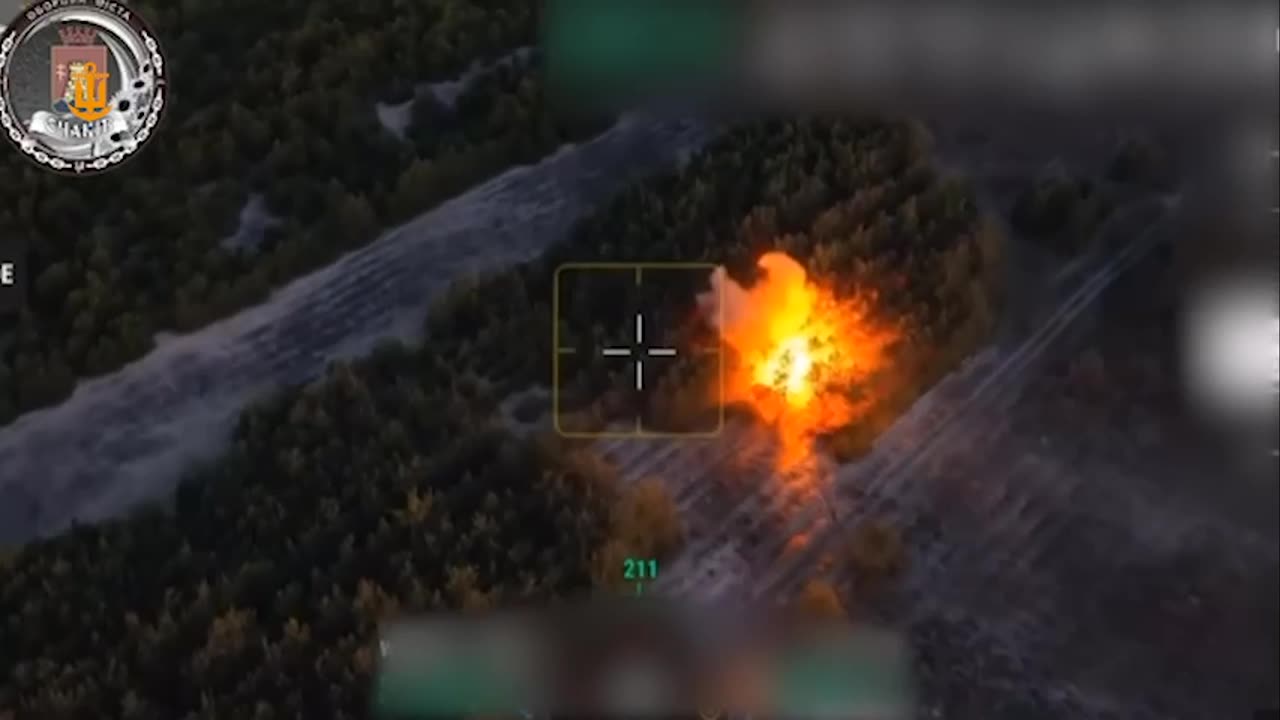 Drone Smashes into Russian Heavy Gun Lighting Up Like a Candle