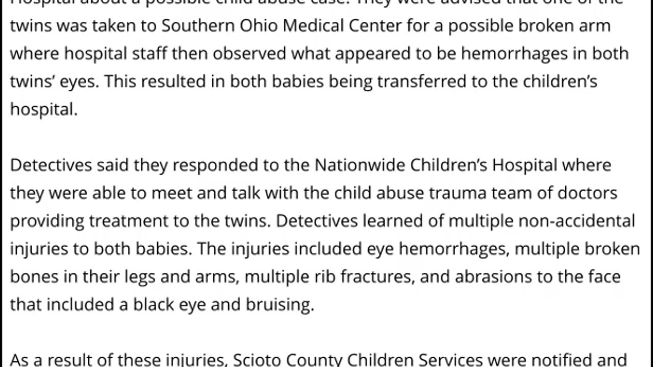 5 Week Old Twins Found With Multiple Broken Bones - Parents Arrested - Ohio