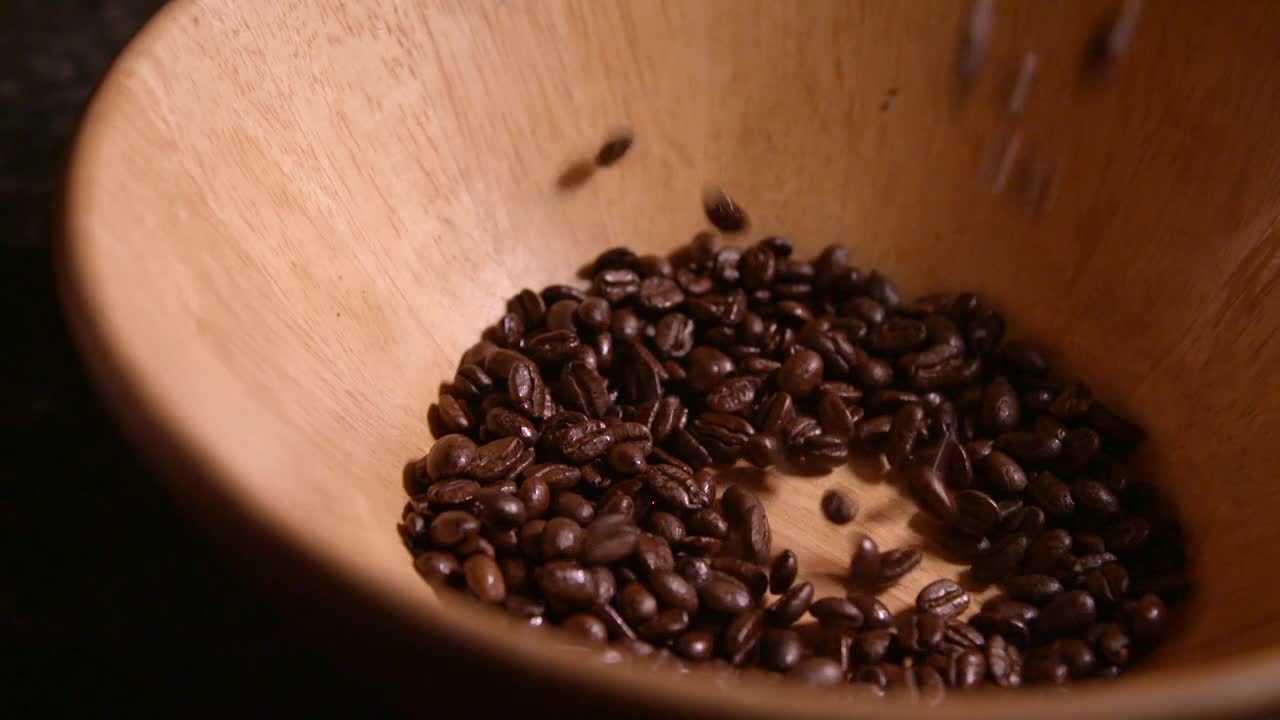 Coffee Beans Falling Slow Motion